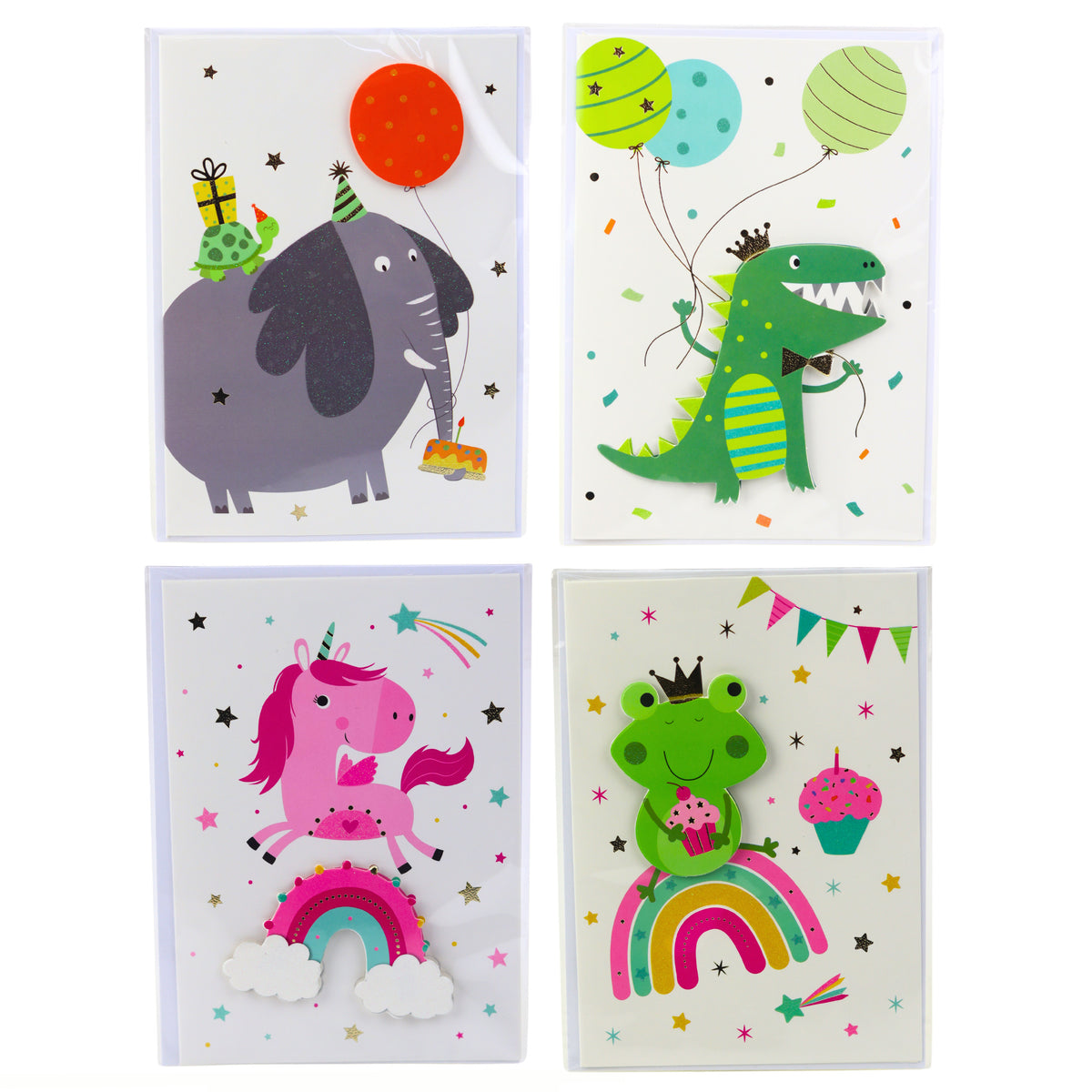 Greeting Card 3d Unicorn Elephant Frog Dinosaur + Envelope