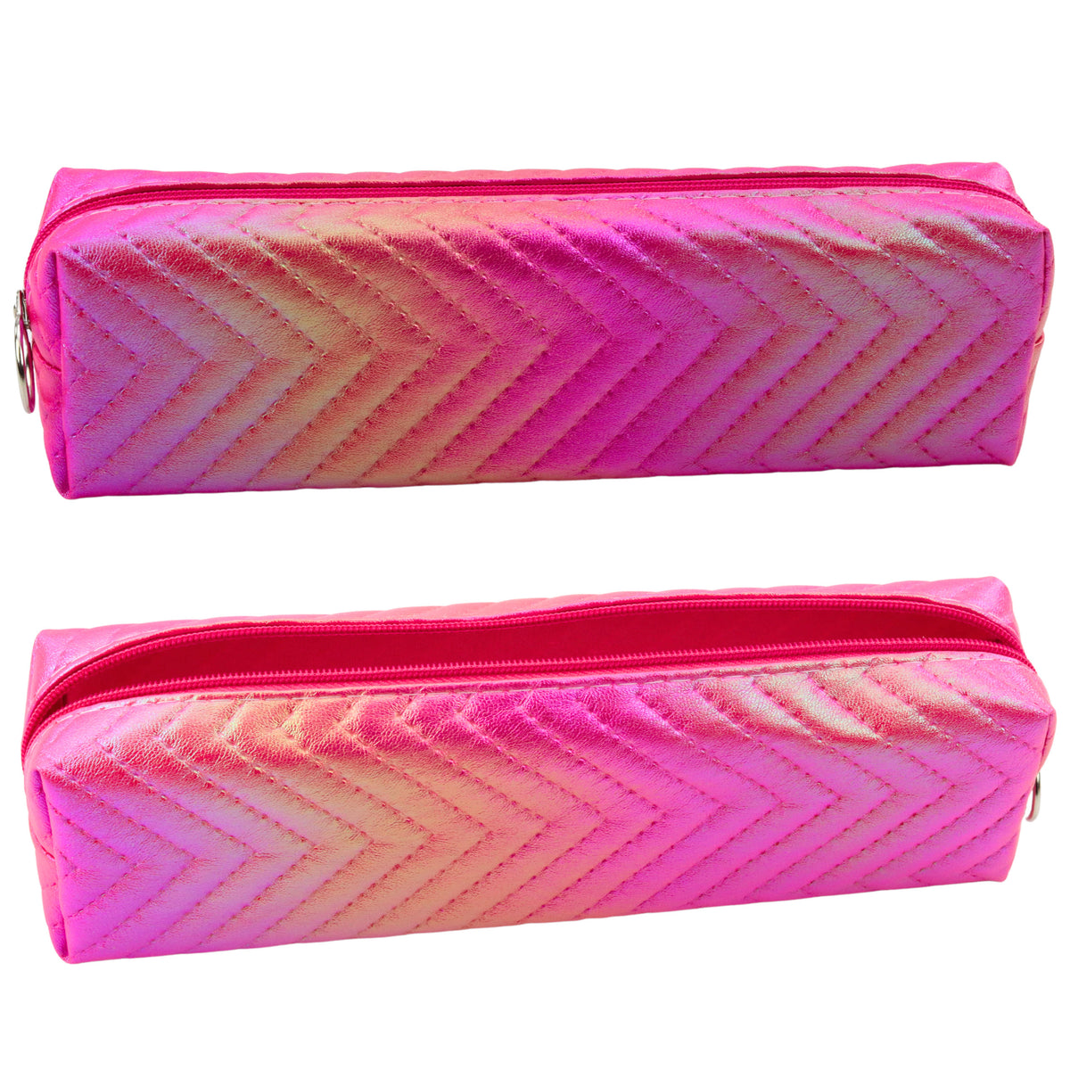 Dívčí penál Metallic Shiny Herringbone Pink