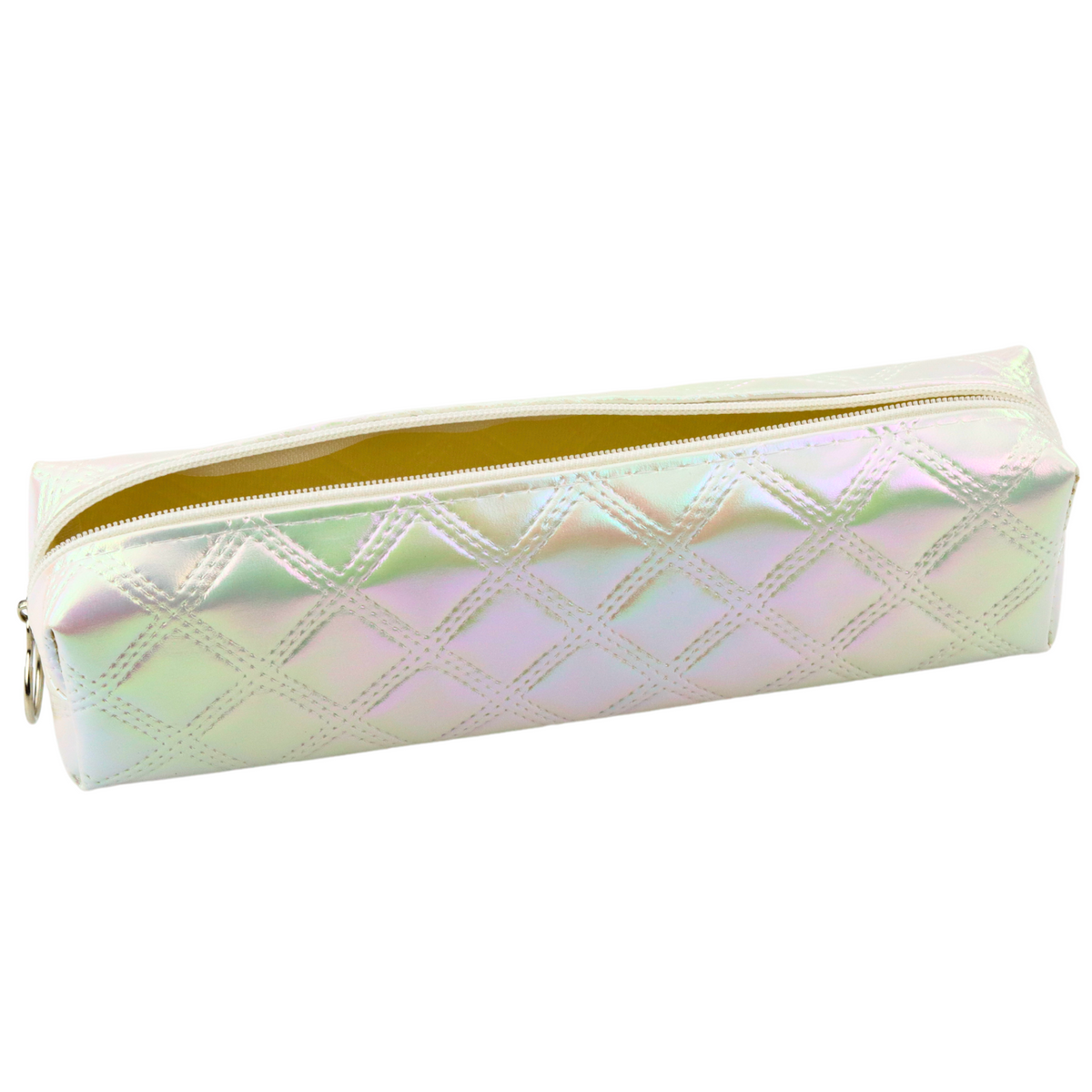Peračník školský organizér s reliéfnym vzorom perleťovo biela 21x6cm