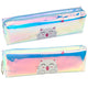 Children's School Pencil Case Holographic With Cat Blue 21x6cm