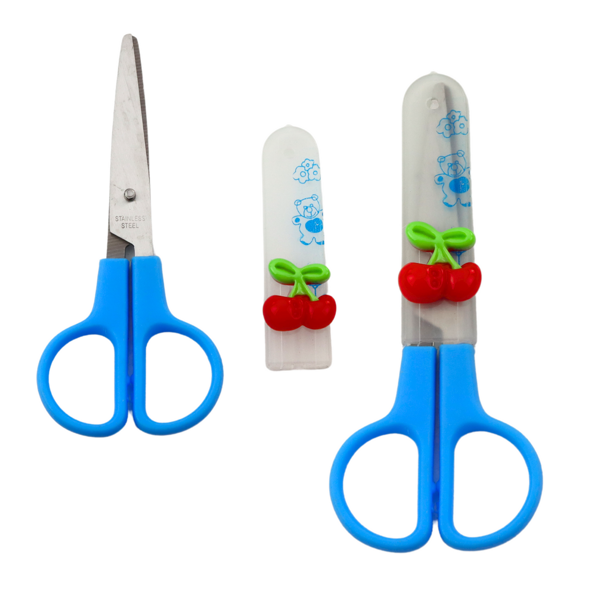Two-handed School Scissors With Safety Cap Mix 12cm