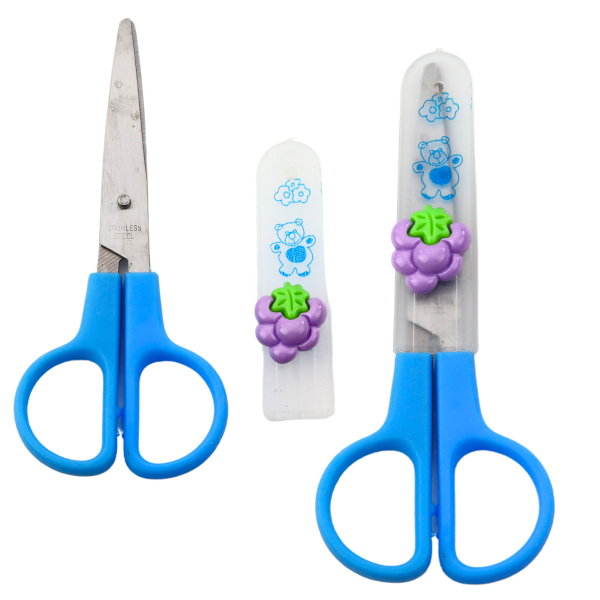 Two-handed School Scissors With Safety Cap Mix 12cm