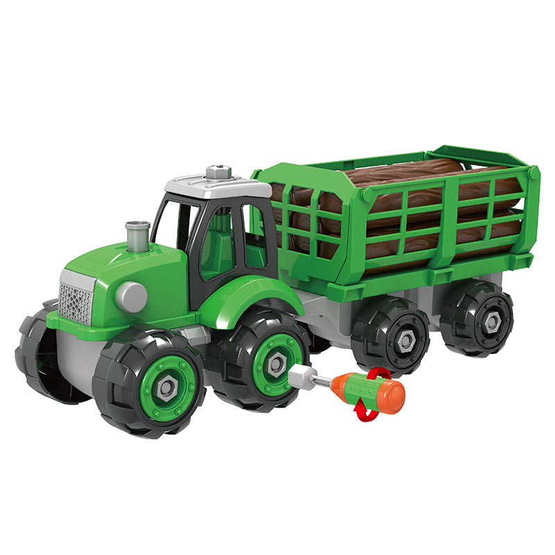 Skruende traktor med træ