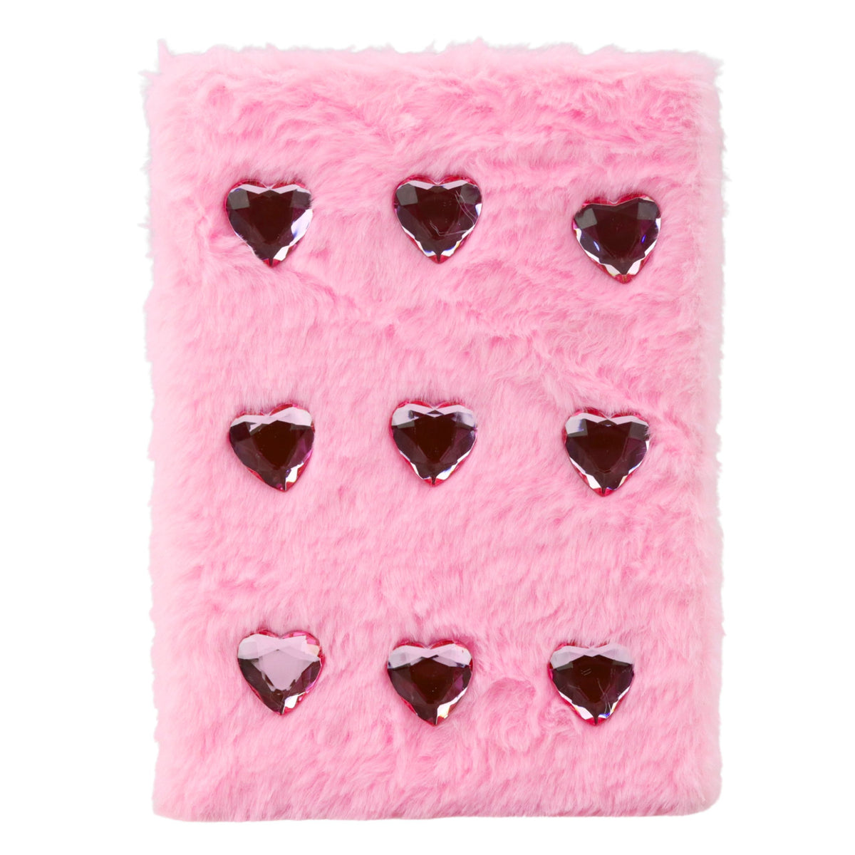 Plush Notebook Notebook Lined Crystal Hearts Pink A5 80 Sheets
