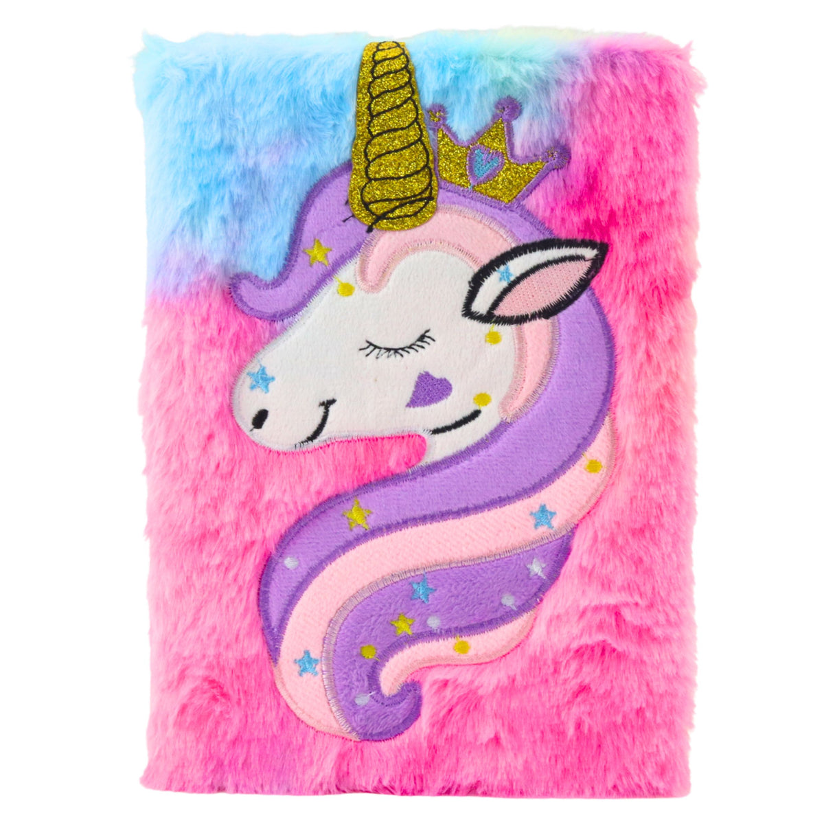 Carnet Peluche Carnet Ligné Licorne Avec Corne Dorée A5 80 Feuilles