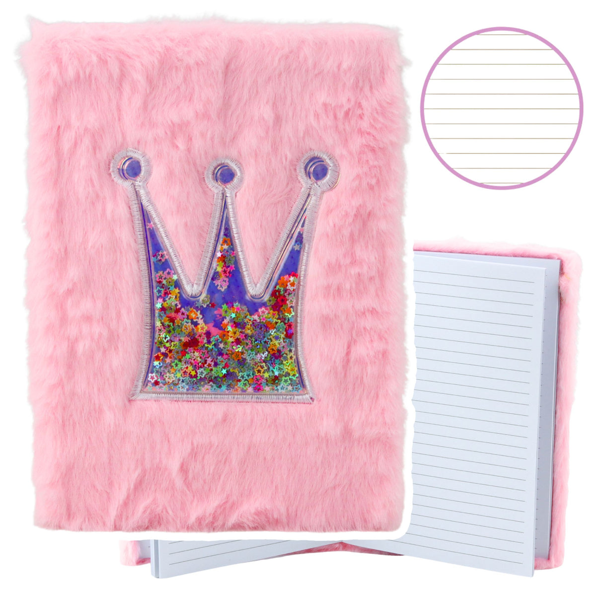 Plush Notebook Notebook Lined Crown With Confetti Pink A5 80 Sheets