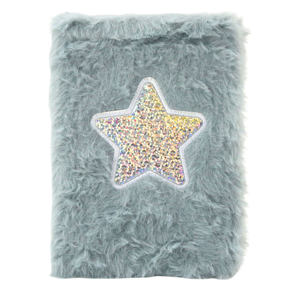 Plush Notebook Lined Shiny Star Gray A6 80 Sheets