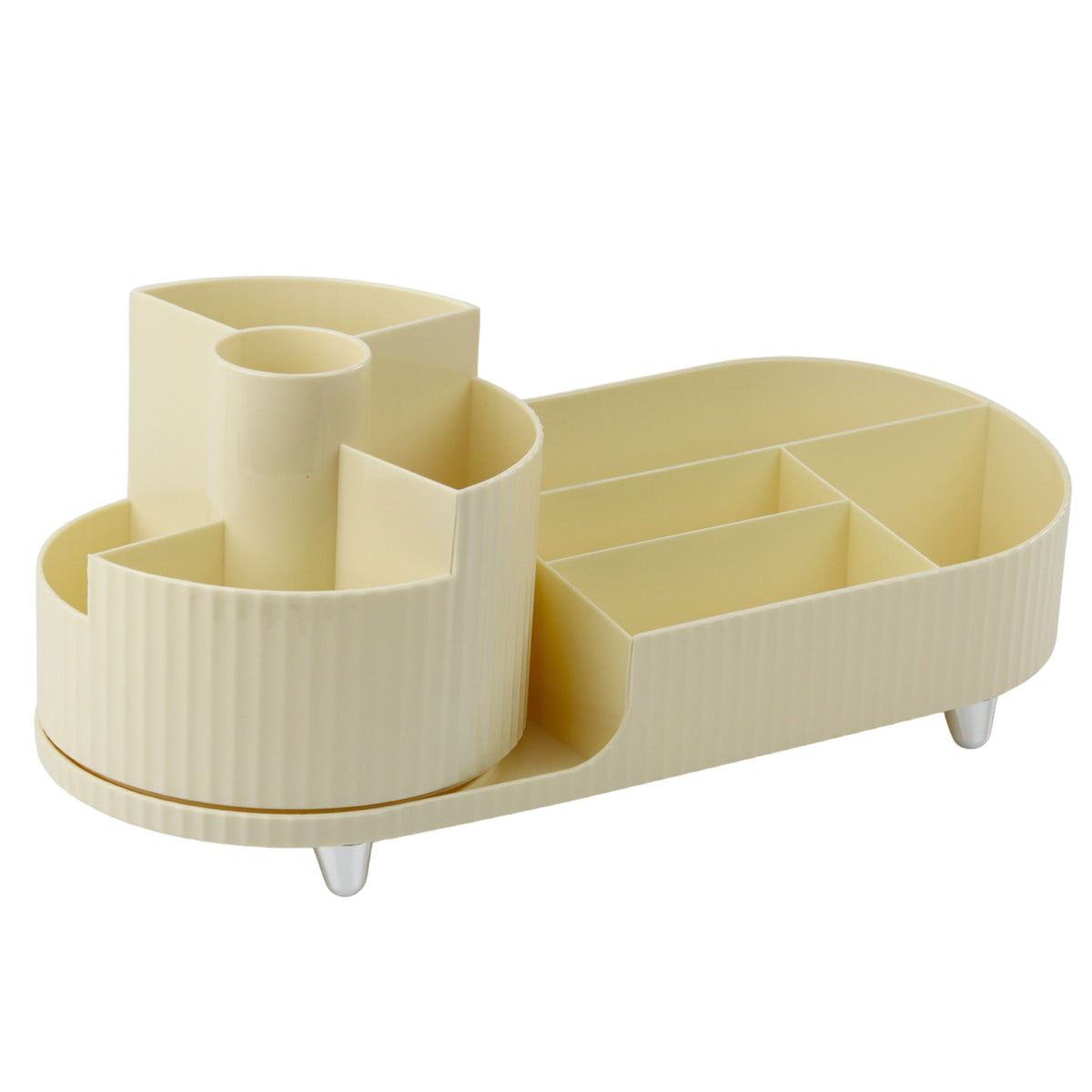 Multifunctional Organizer For Cosmetics Rotating Roomy Beige