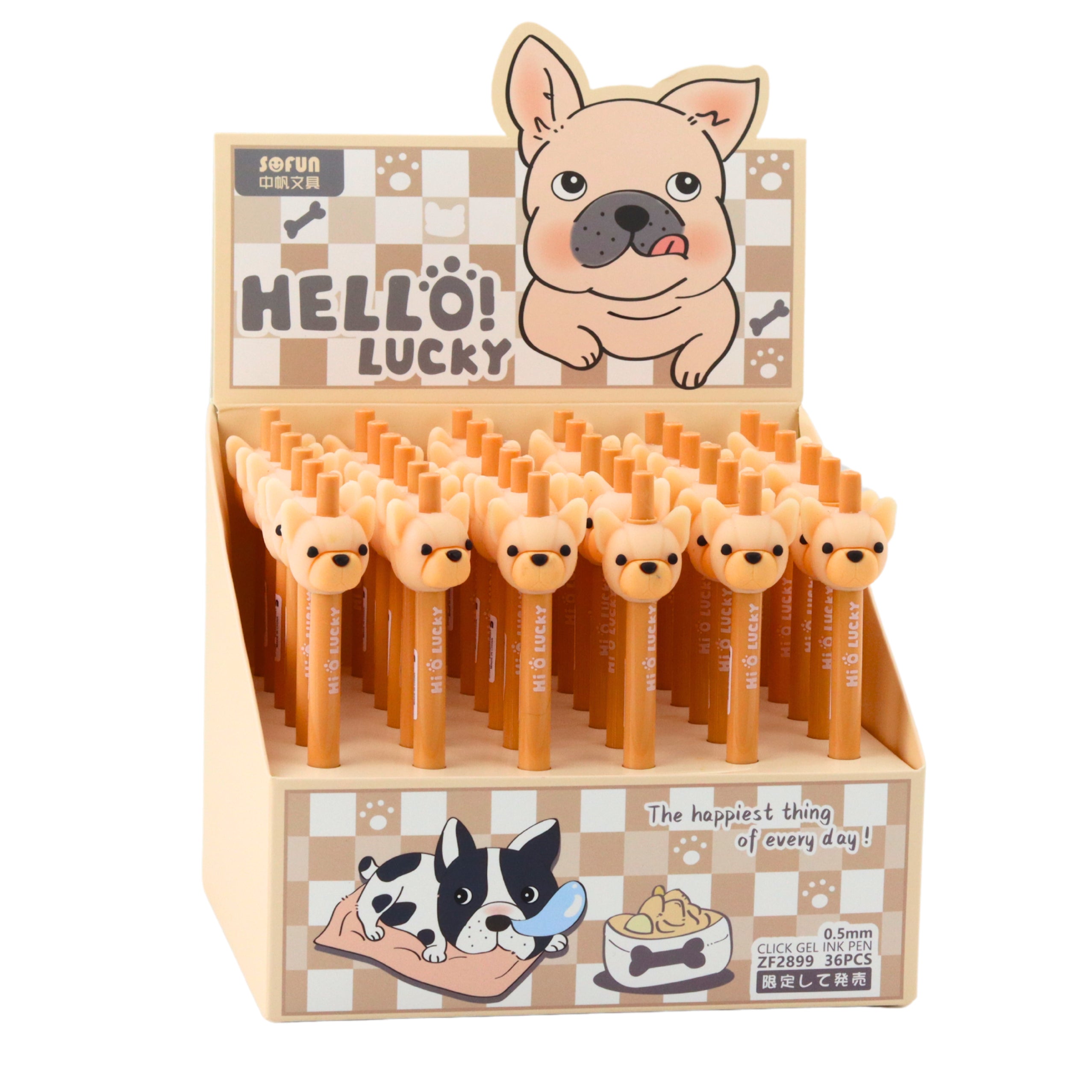 Gel Pen With Pug Dog Blue Beige Ink 0.5mm