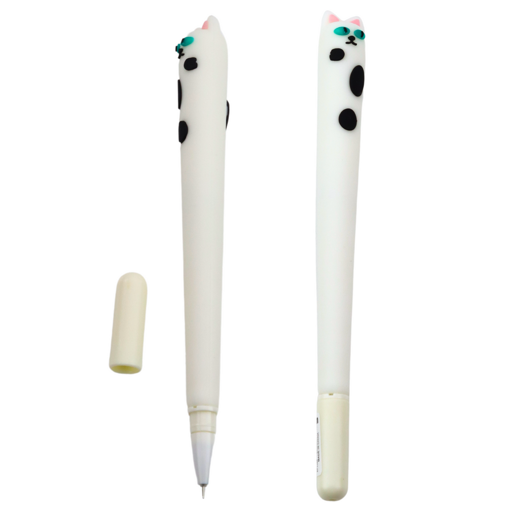 Cat Gel Pen Blue Ink Cap Patches White 16.5cm