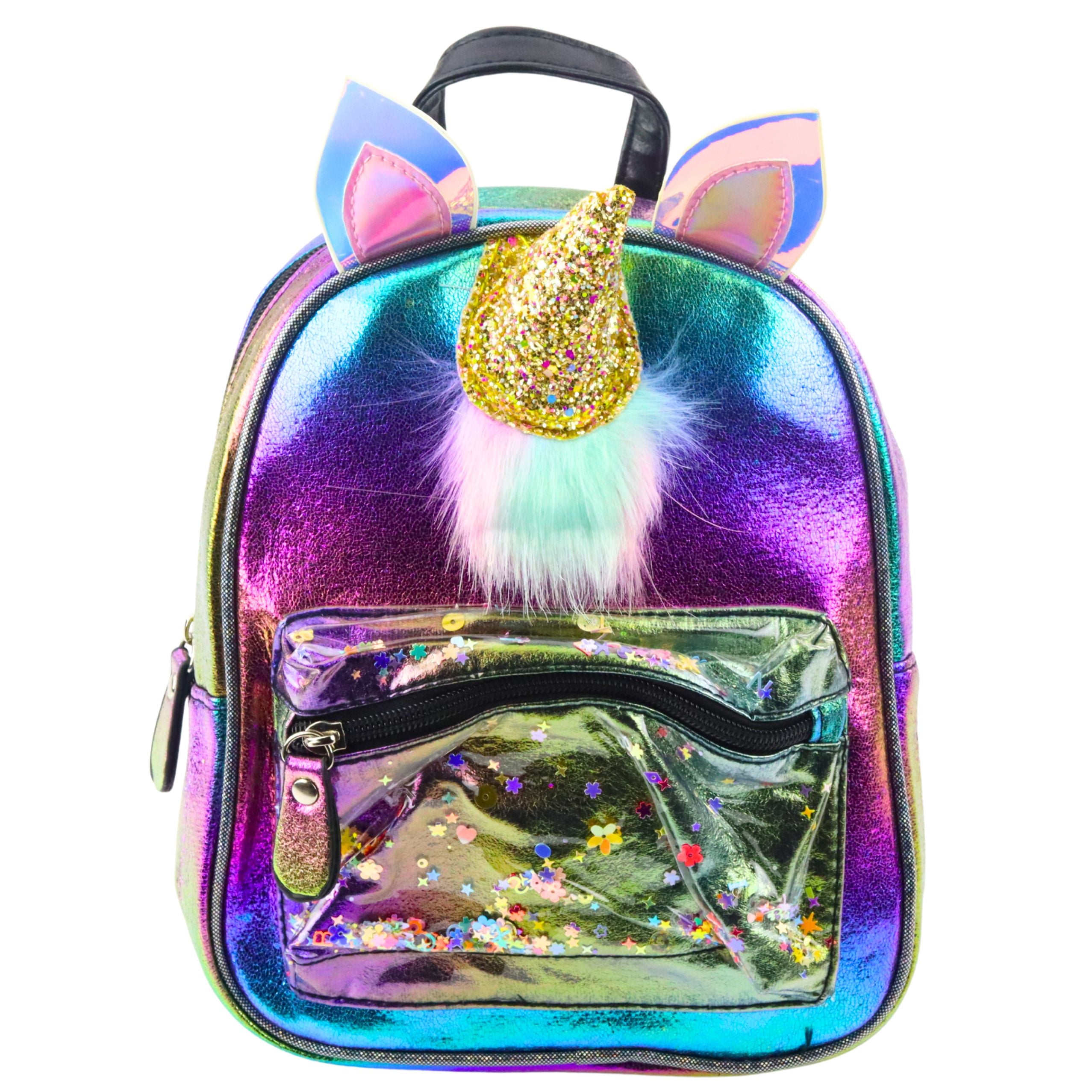 Detský batoh s jednorožcom rohom pohyblivé konfety dúha 25 cm 4,5l