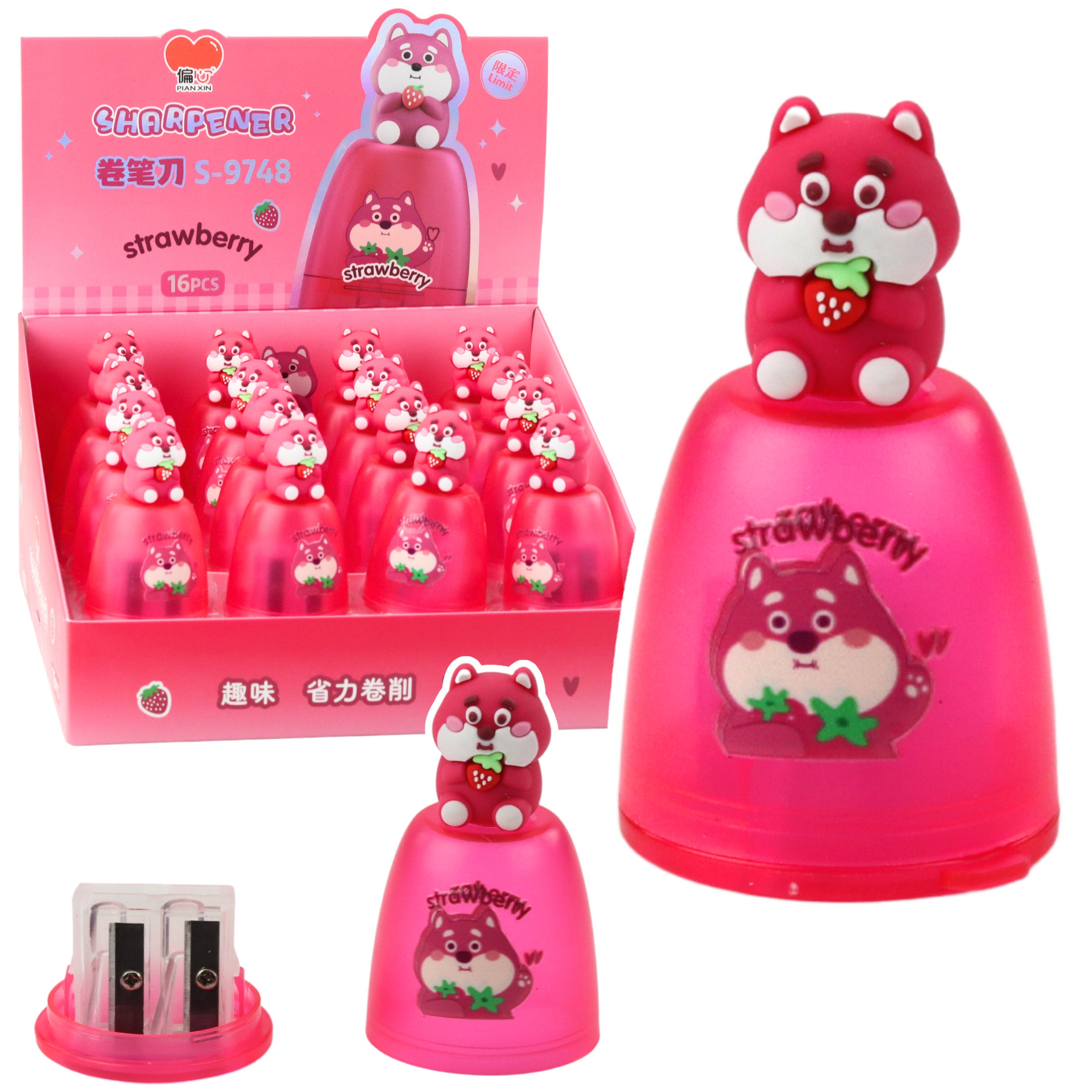 Sharpener For Thick And Thin Pencils With Container Pink