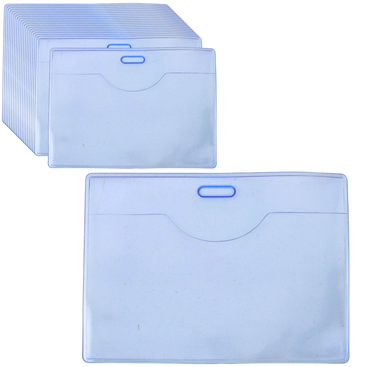 Set Of Id Card Holders Flexible Transparent Blue 20pcs.
