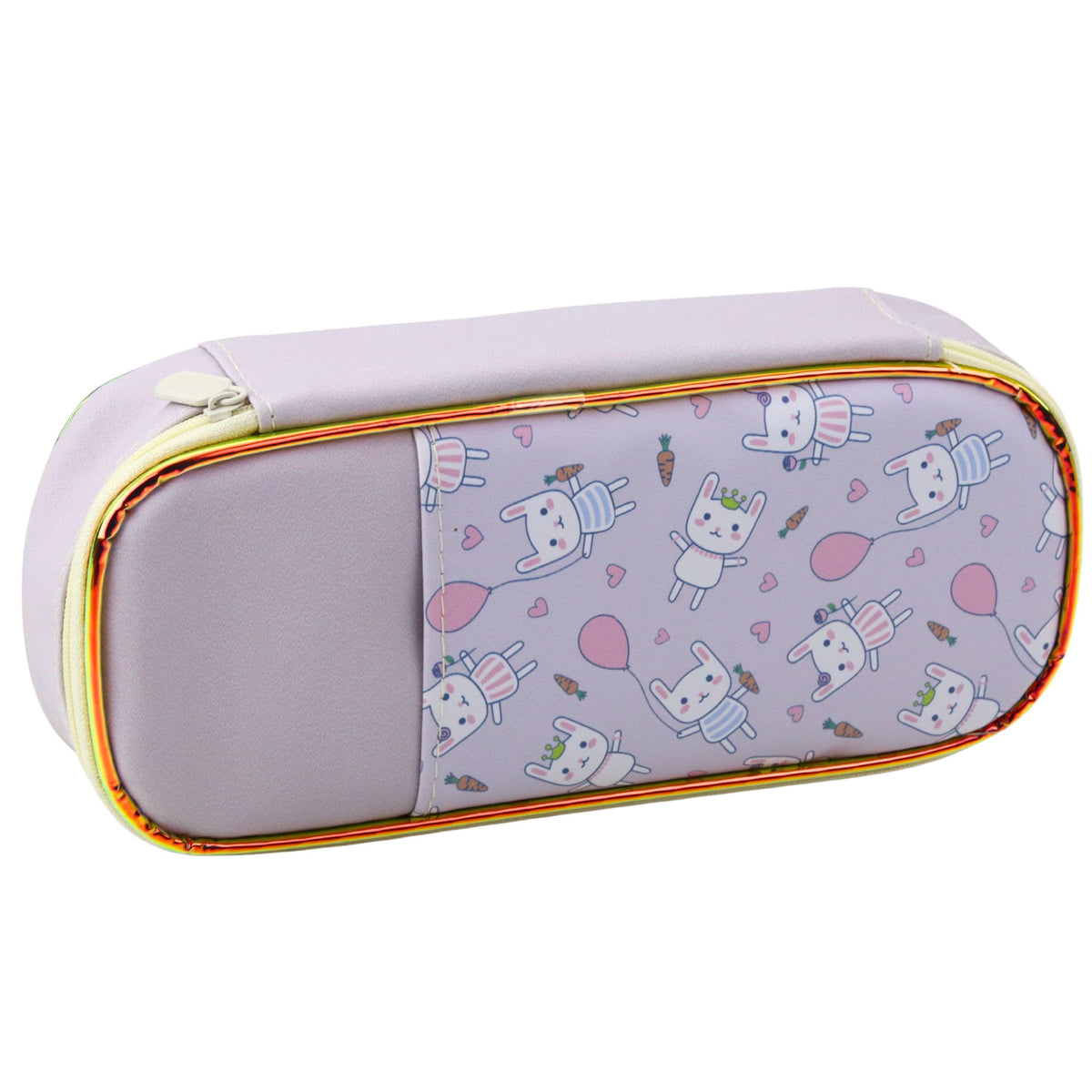 Children's School Pencil Case With Bunnies Roomy Purple 24cm