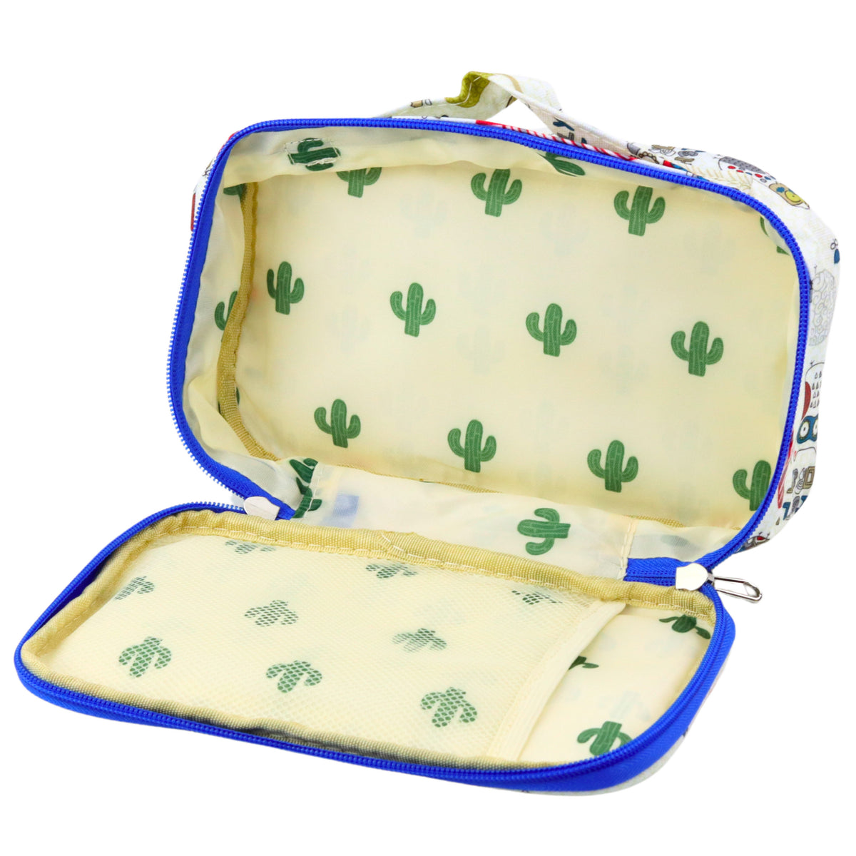School Pencil Case Organizer Roomy Additional Pocket Owls White 21.5cm