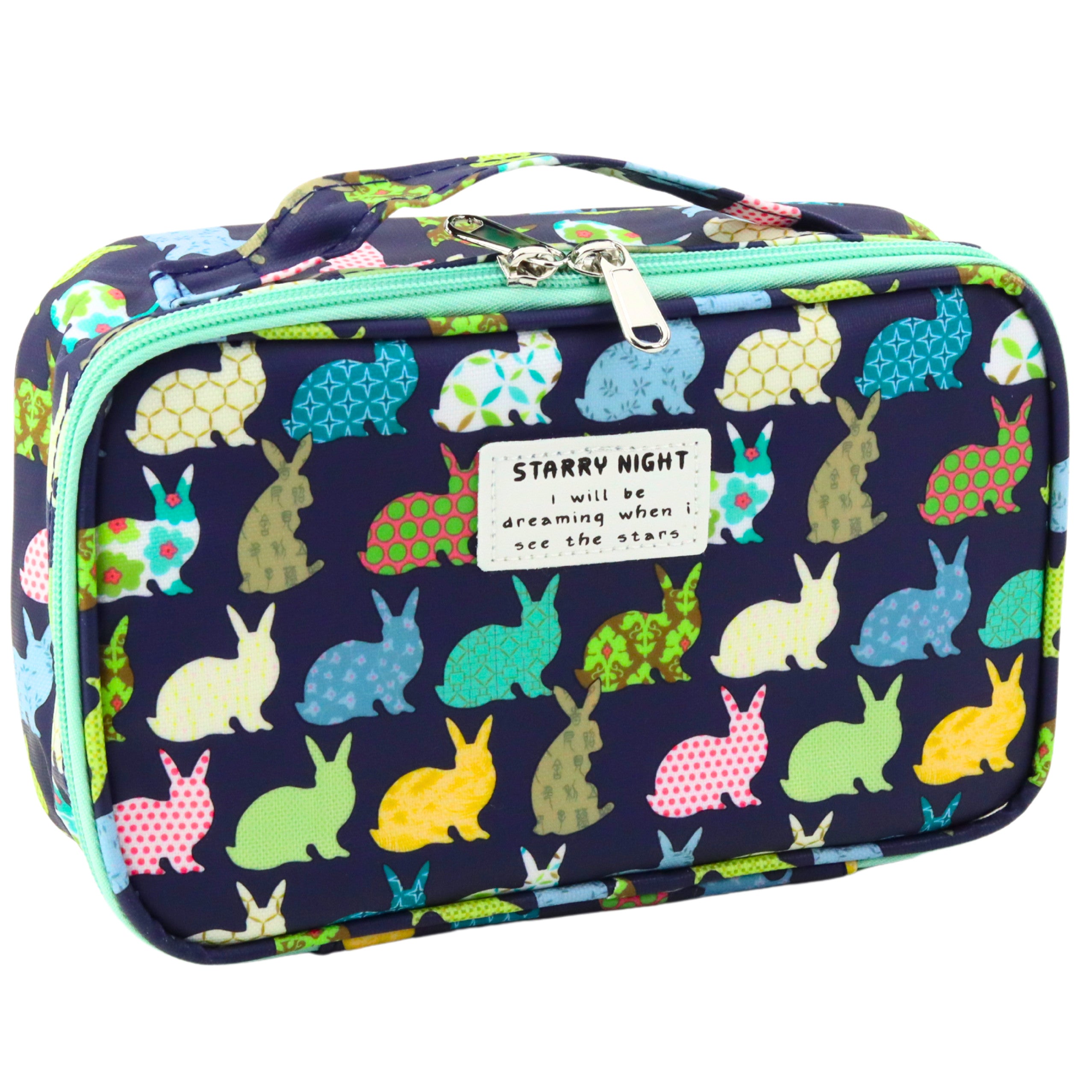 School Pencil Case Organizer Roomy Additional Pocket Navy Blue 21.5cm