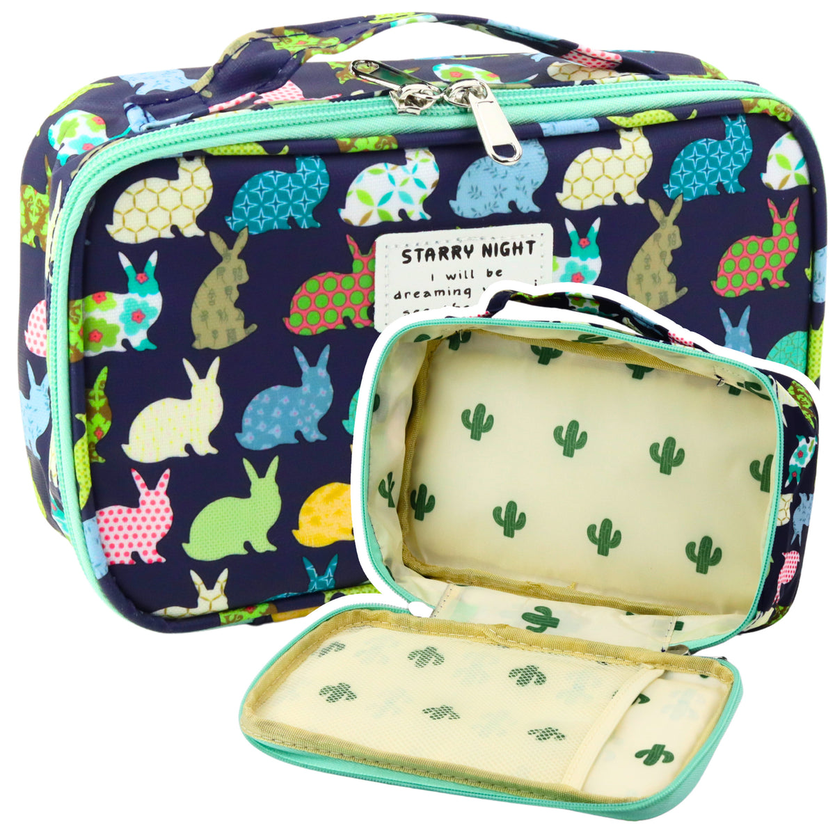 Pencil Case School Organizer Cosmetic Bag Additional Pocket Navy Blue 22.5cm