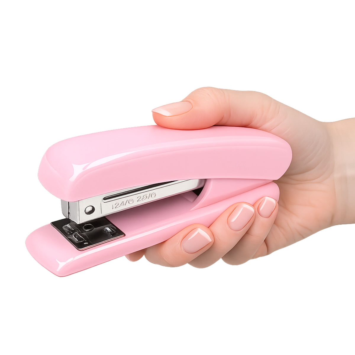 Grapadora De Oficina Metálica Hasta 25 Hojas Grapas 24/6 26/6 Rosa