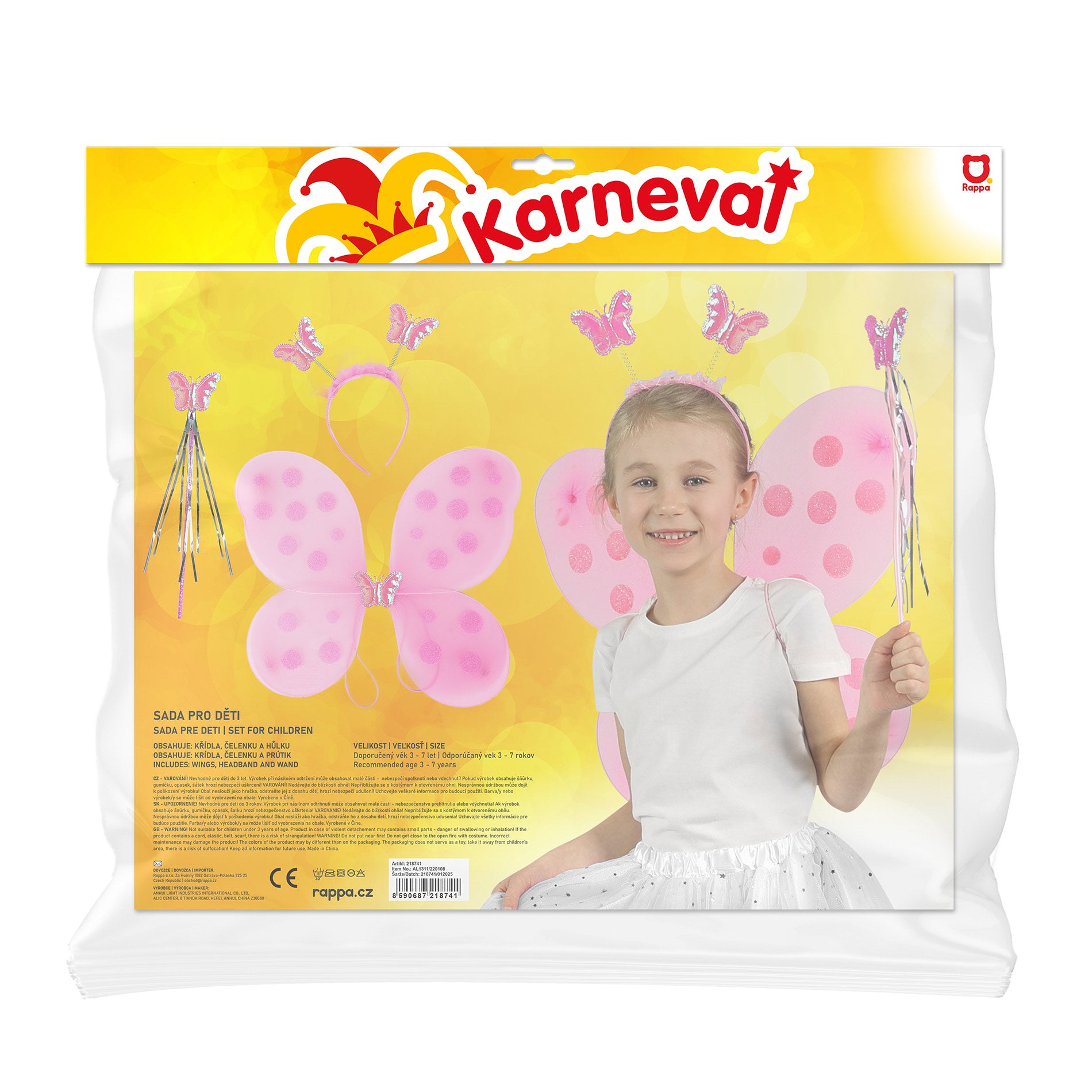 Ružové motýlie krídla s čelenkou