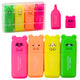 Mini Highlighter Set Bears Colorful Plastic Case 5pcs