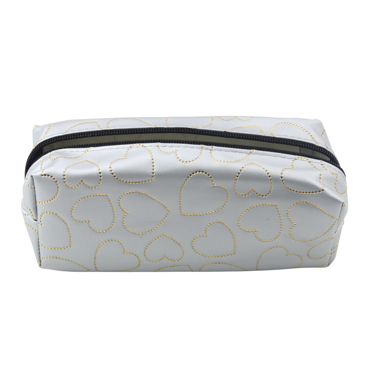 Single-compartment School Office Pencil Case Gold Hearts Silver 20x8 Cm