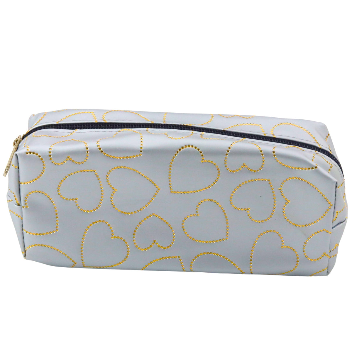 Single-compartment School Office Pencil Case Gold Hearts Silver 20x8 Cm