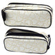 School Office Pencil Case Two-compartment Golden Hearts White 23.5x10 Cm