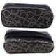 School Office Pencil Case Two-compartment Golden Hearts Black 23.5x10 Cm