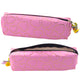 School Office Pencil Case Single Compartment Golden Hearts Pink 20x6.5 Cm