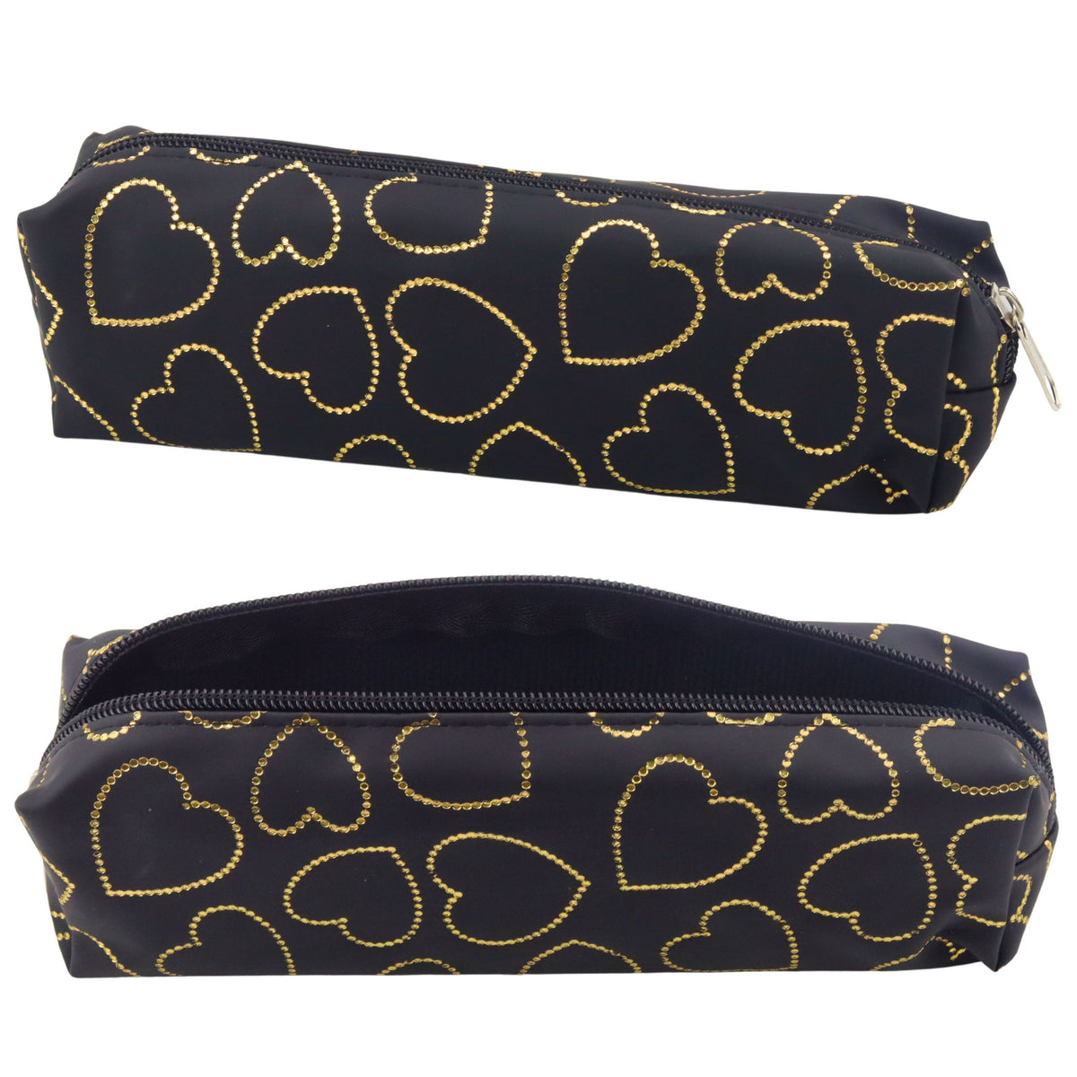 Jednokomorový školský kancelársky peračník Golden Hearts Black 20x6,5 cm