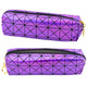 School Office Pencil Case Single Compartment Holographic Pattern Purple 20x6.5cm