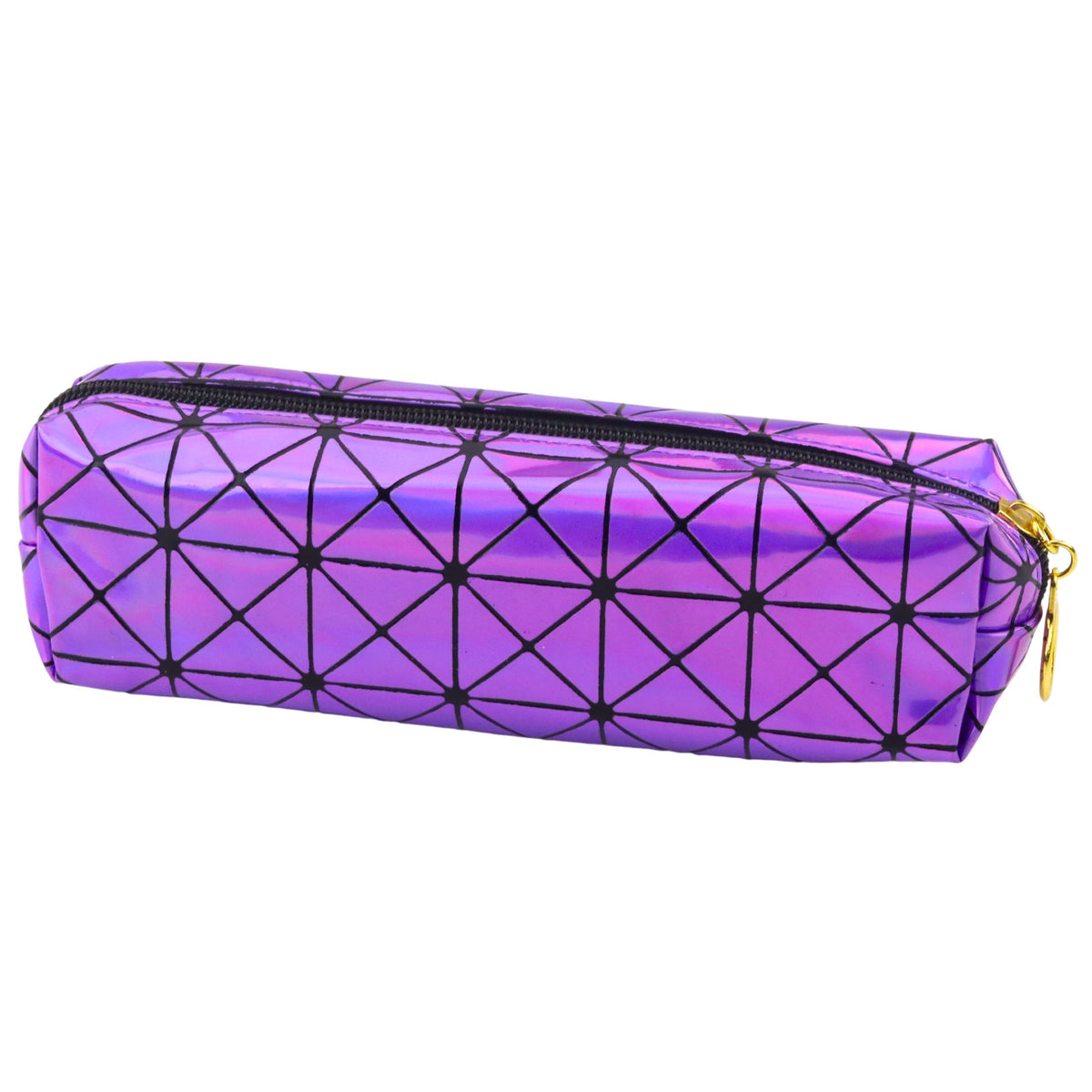 School Office Pencil Case Single Compartment Holographic Pattern Purple 20x6.5cm