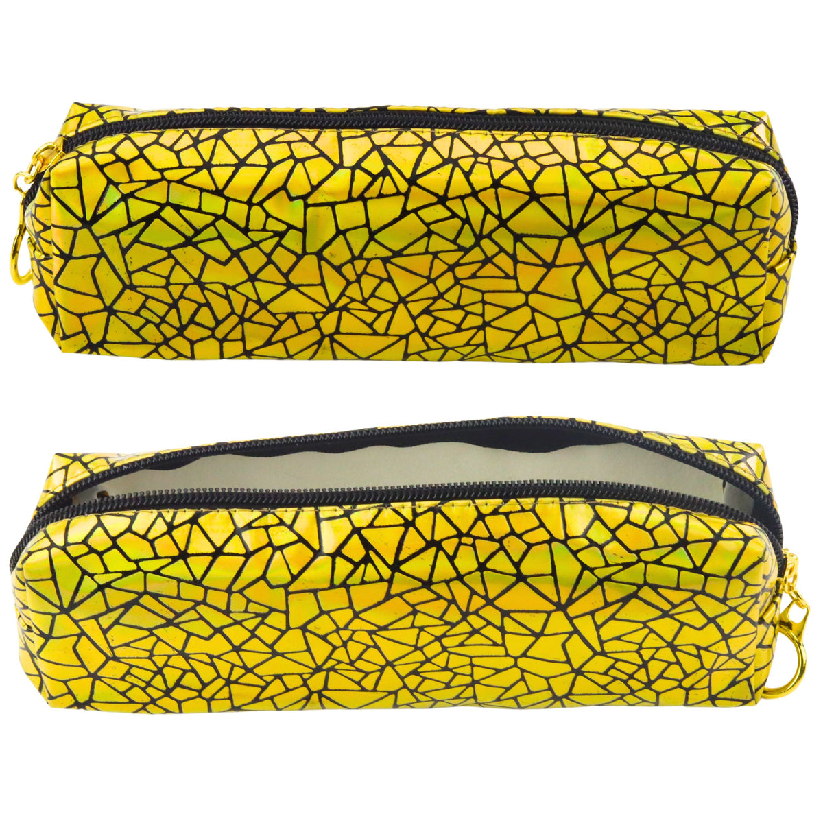Single-compartment School Office Pencil Case Holographic Pattern Gold 20x6.5 Cm