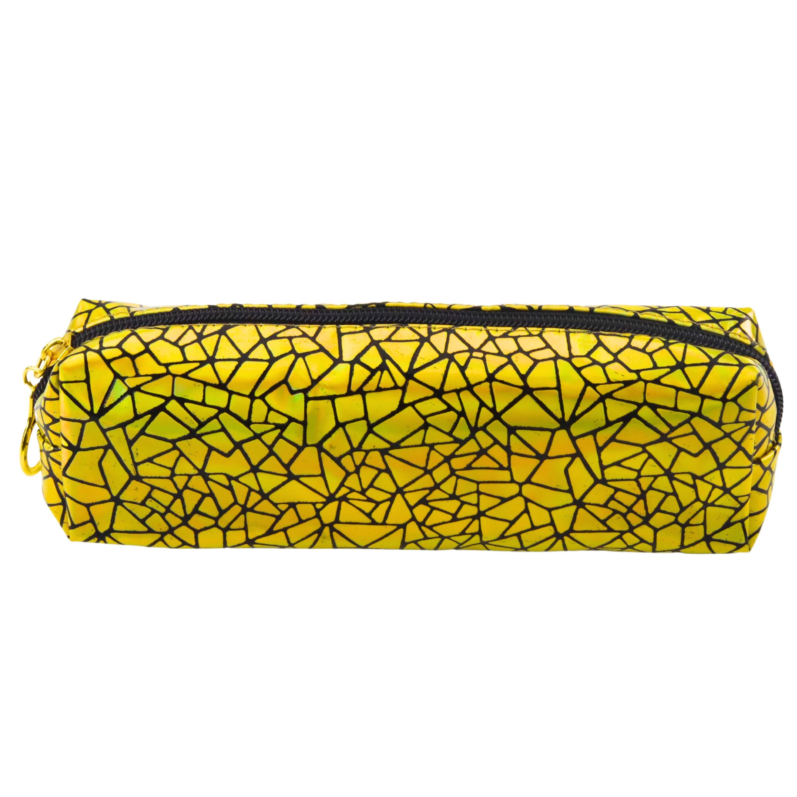 Single-compartment School Office Pencil Case Holographic Pattern Gold 20x6.5 Cm