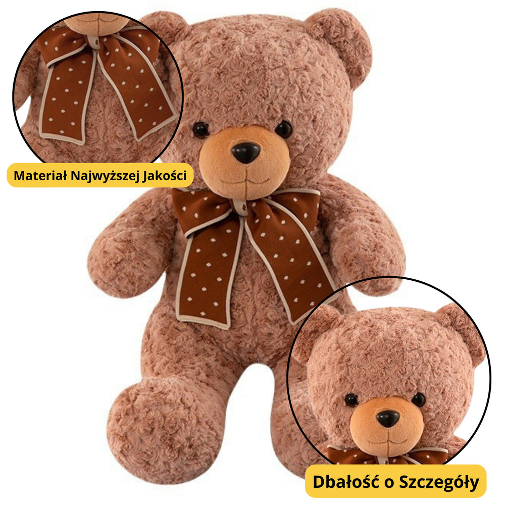 Plush Mascot Cuddly Toy Teddy Bear With Bow Polka Dots 45cm