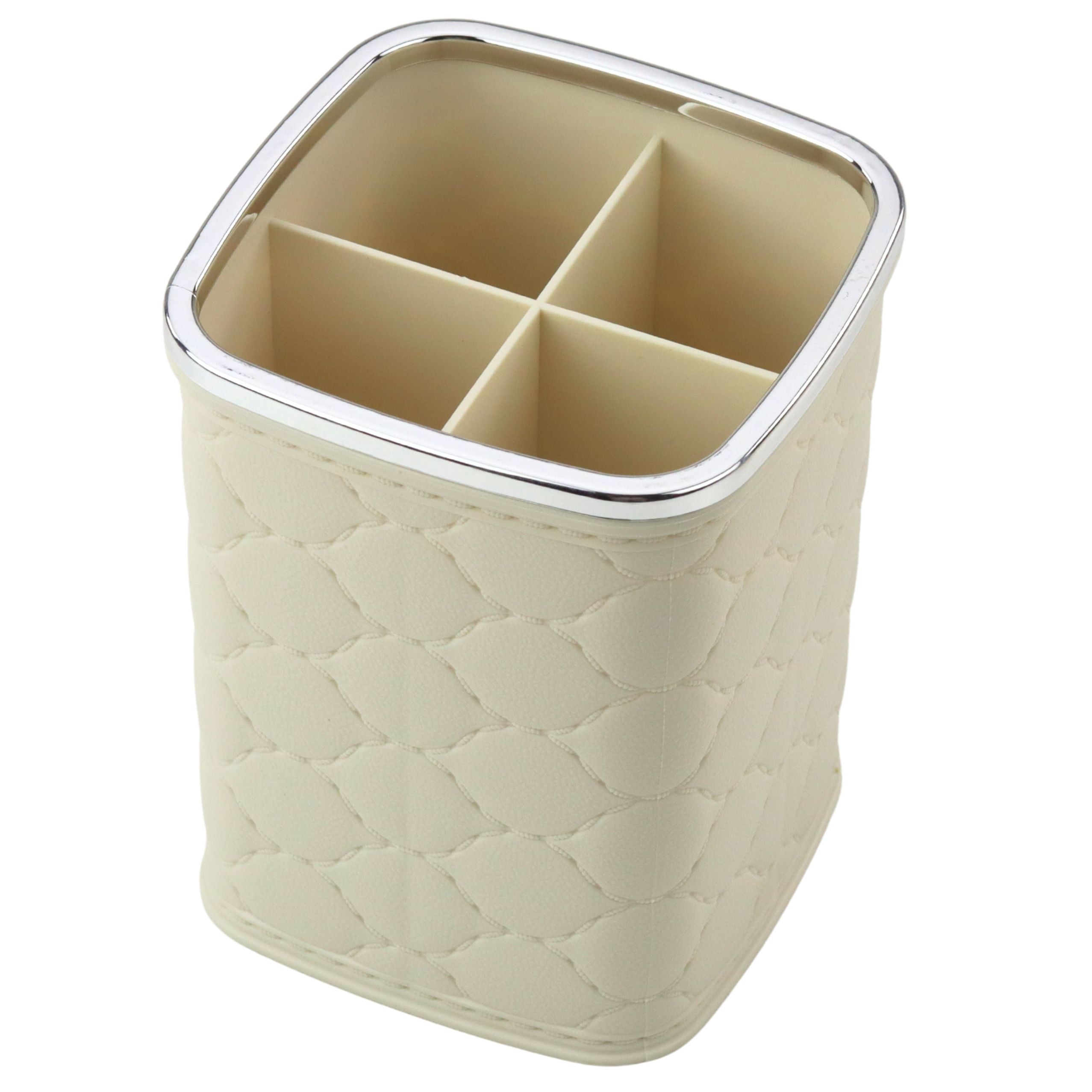 Brush Organizer Four Compartments White 12 X 9.5cm
