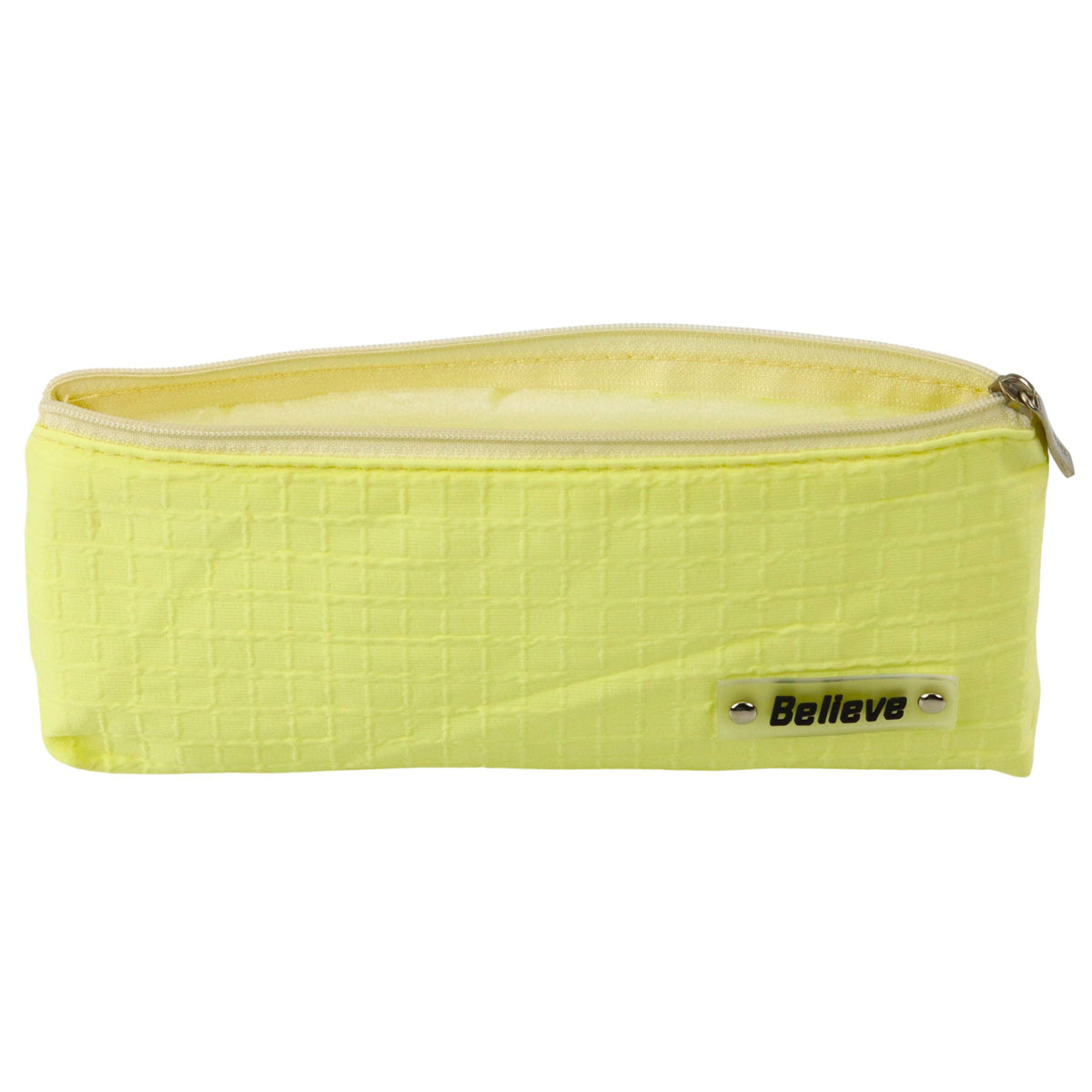 Single-compartment School Office Pencil Case Embossed Checkered Pattern Yellow 21x9.5cm