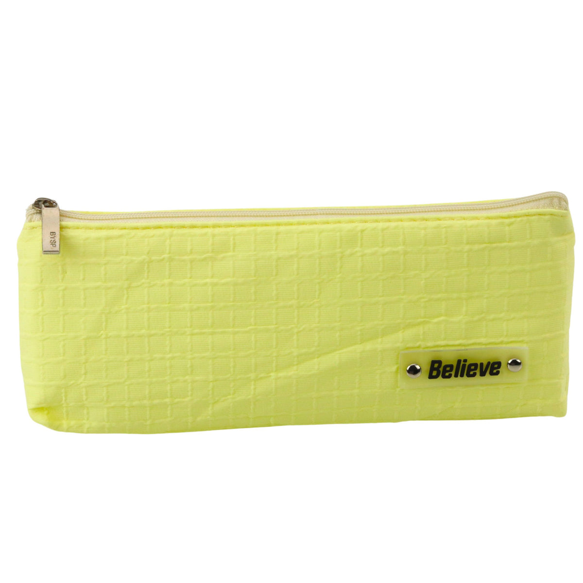 Single-compartment School Office Pencil Case Embossed Checkered Pattern Yellow 21x9.5cm