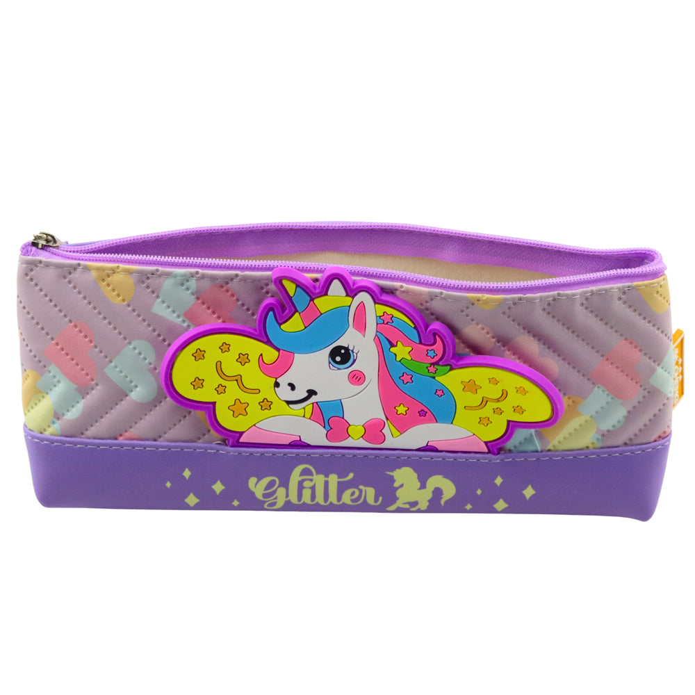 Astuccio per materiale scolastico con unicorno viola 20 x 8,5 cm