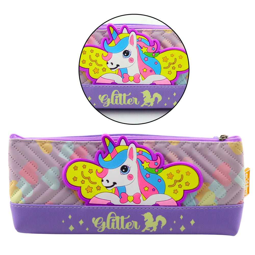Astuccio per materiale scolastico con unicorno viola 20 x 8,5 cm