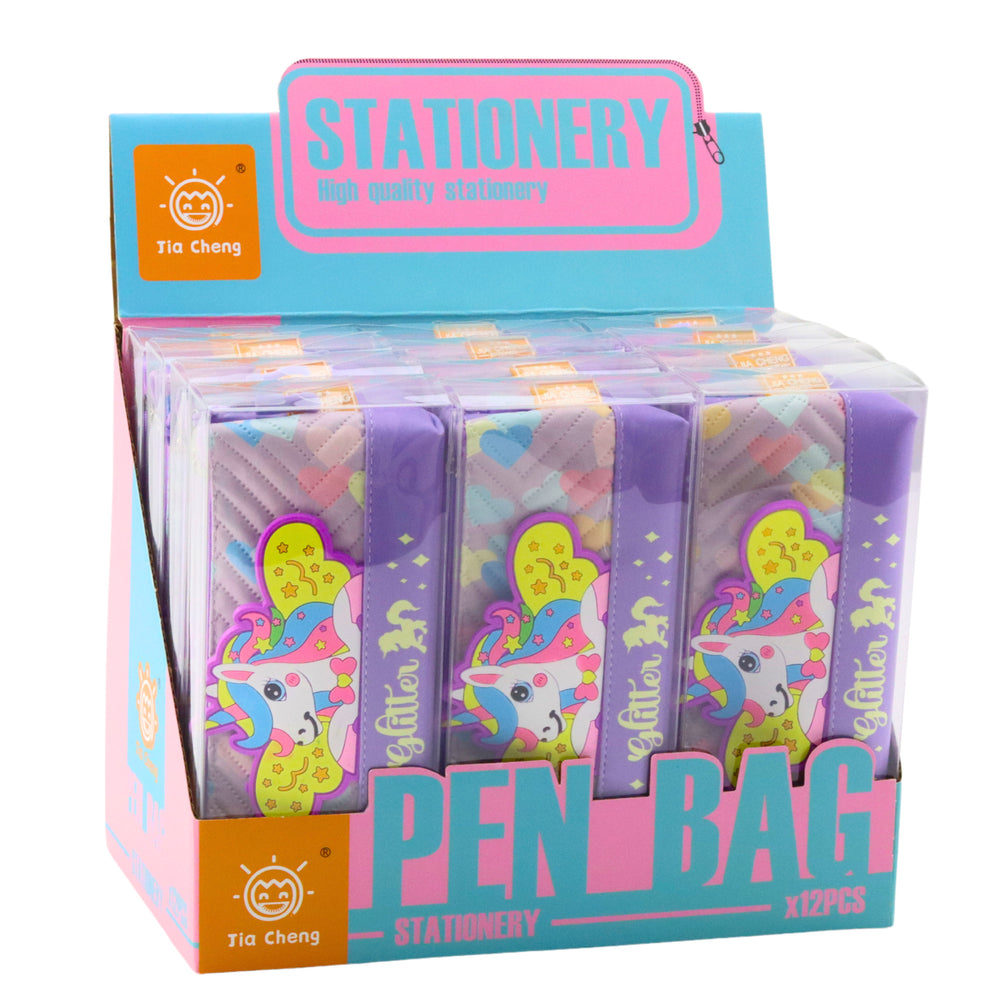 Astuccio per materiale scolastico con unicorno viola 20 x 8,5 cm