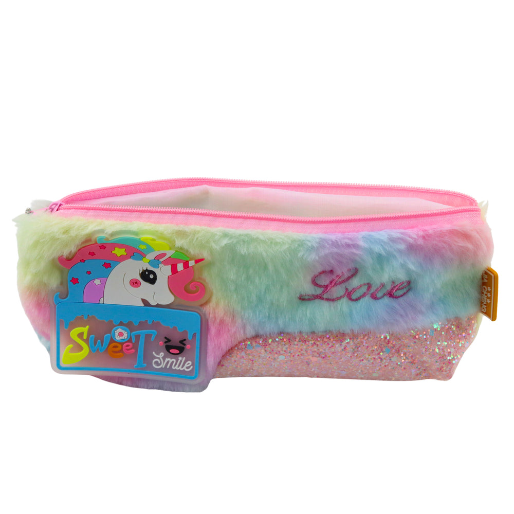 Plyšové pouzdro na tužky s lesklými prvky Unicorn Colorful