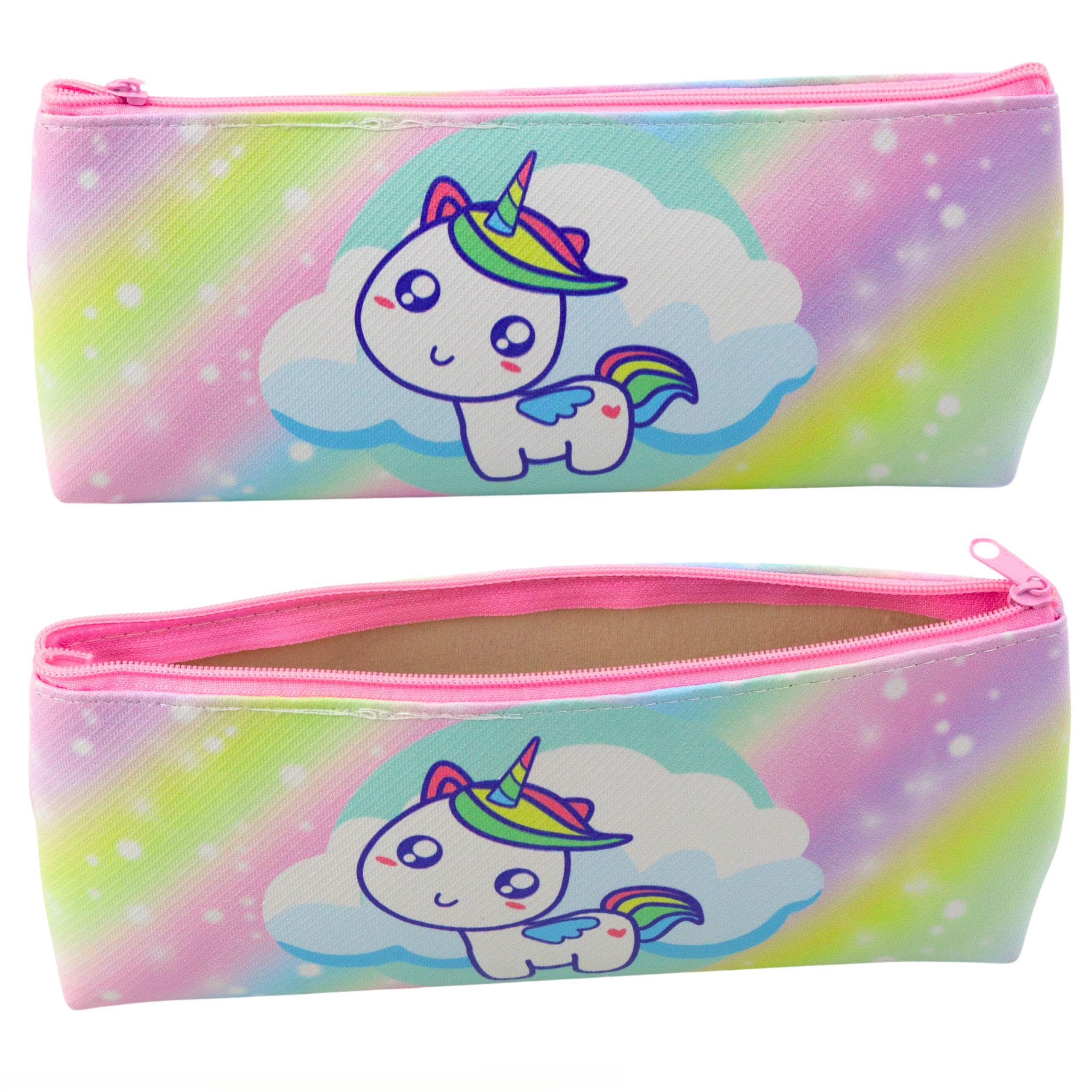 School Pencil Case For Girls Unicorn Pastel Rainbow Colorful