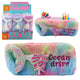 Plush Pencil Case With Mermaid Tail Sequins Pastel Colors
