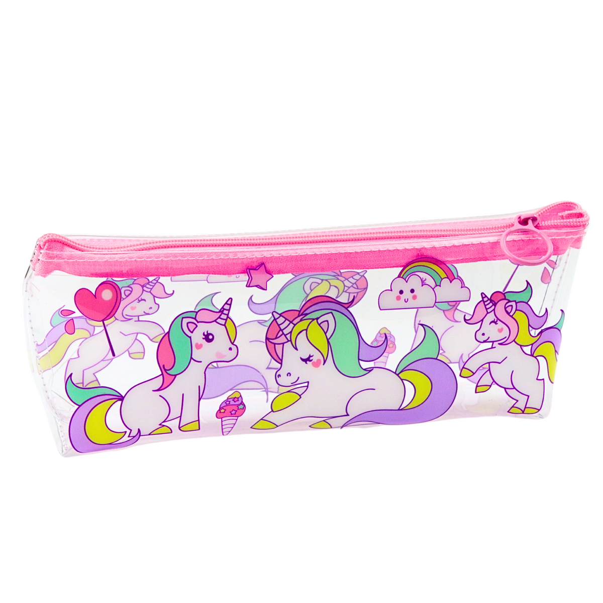 School Pencil Case Transparent Unicorns 20 X 8.5 X 4cm