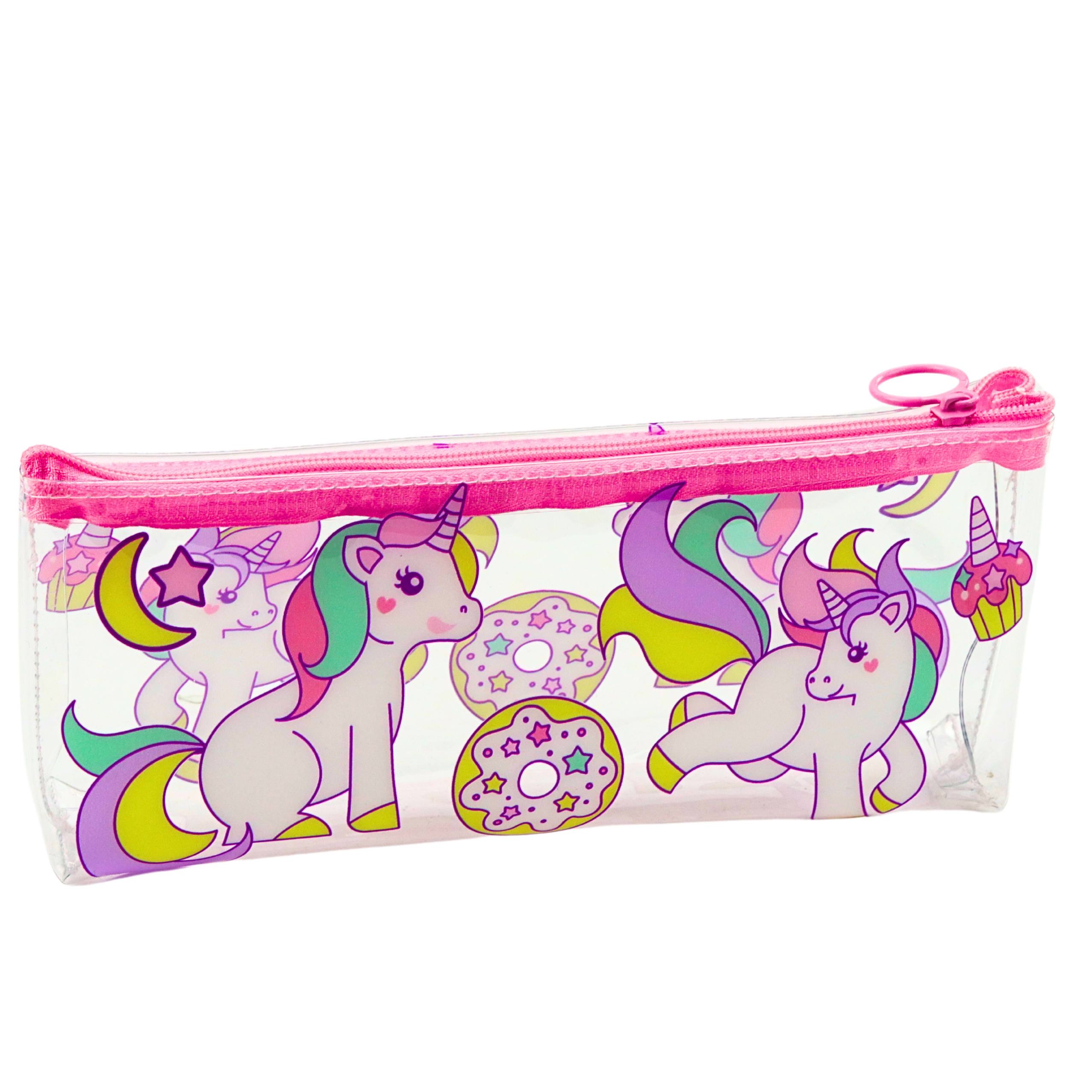 Pencil Case School Kit Transparent Donut Unicorns 20 X 8.5 X 4cm