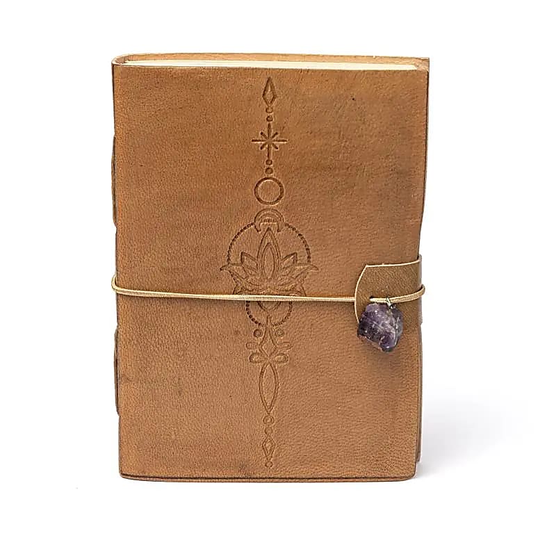 Notebook Lotus med ametist och konstläderfodral - 250 G; 18x13 cm