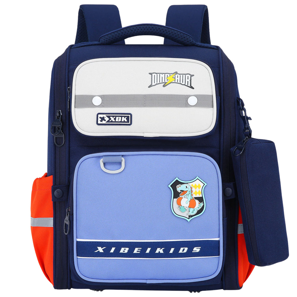Mochila Escolar Com Alça Peitoral Dinossauro Azul Marinho 22l