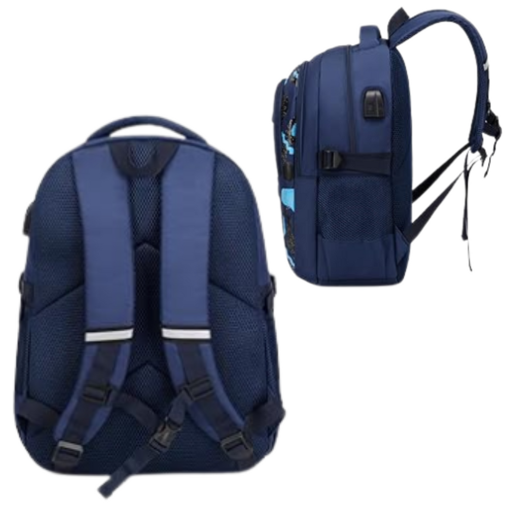 Mochila Escolar Infantil Alça Peito Azul Marinho Rocket Space 20l 41cm