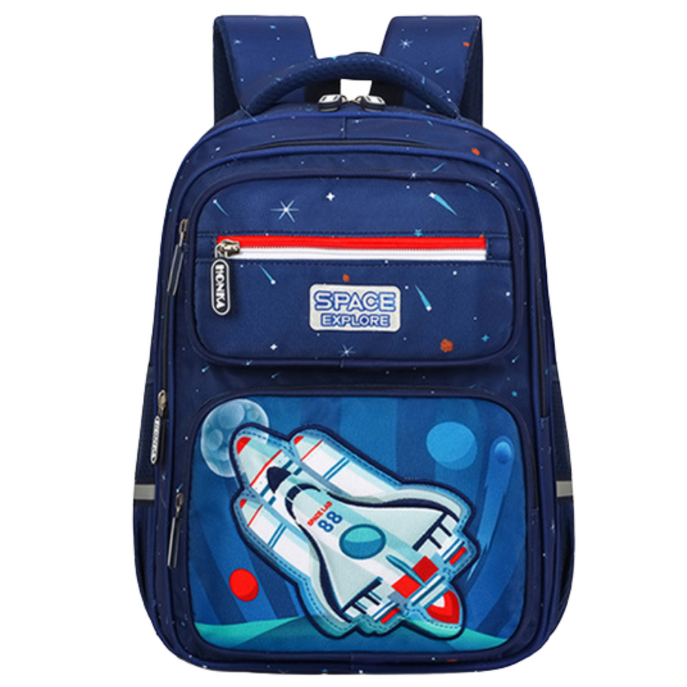 Mochila Escolar Infantil Alça Peito Azul Marinho Rocket Space 20l 41cm